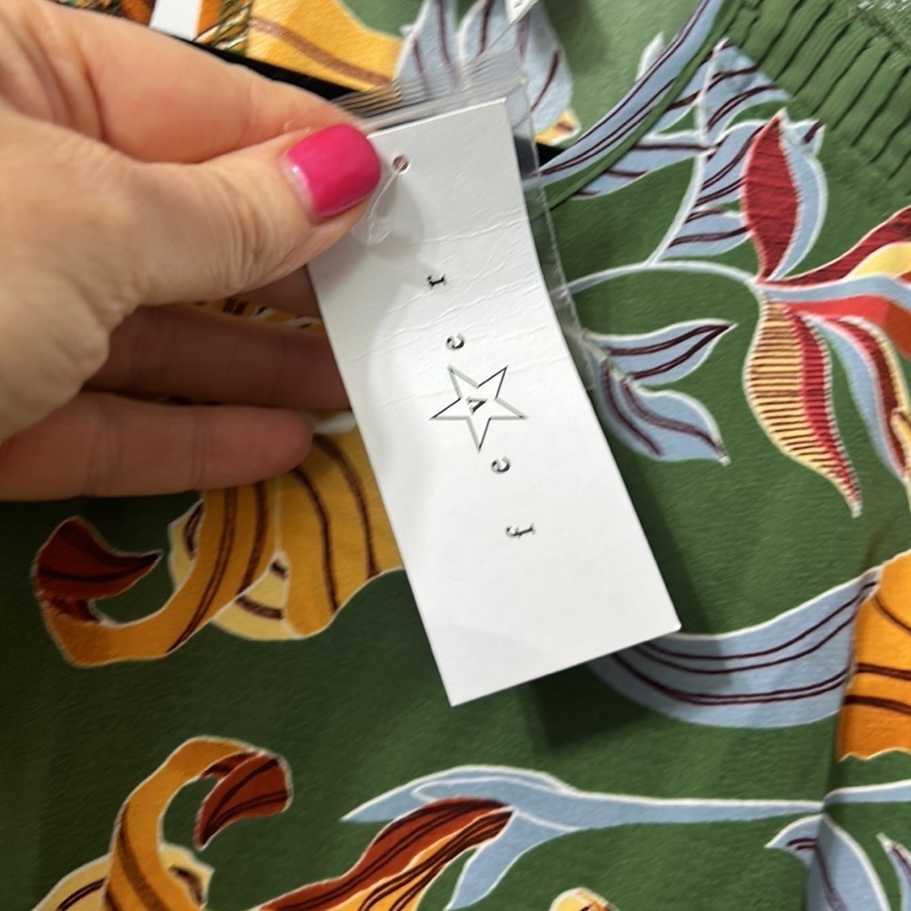 Fever Green Floral Blouse 2X Lace Sleeve Detail Boho Fall Top NWT - Picture 5 of 8